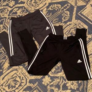 SOLD 2 pair of adidas joggers! dark grey/black